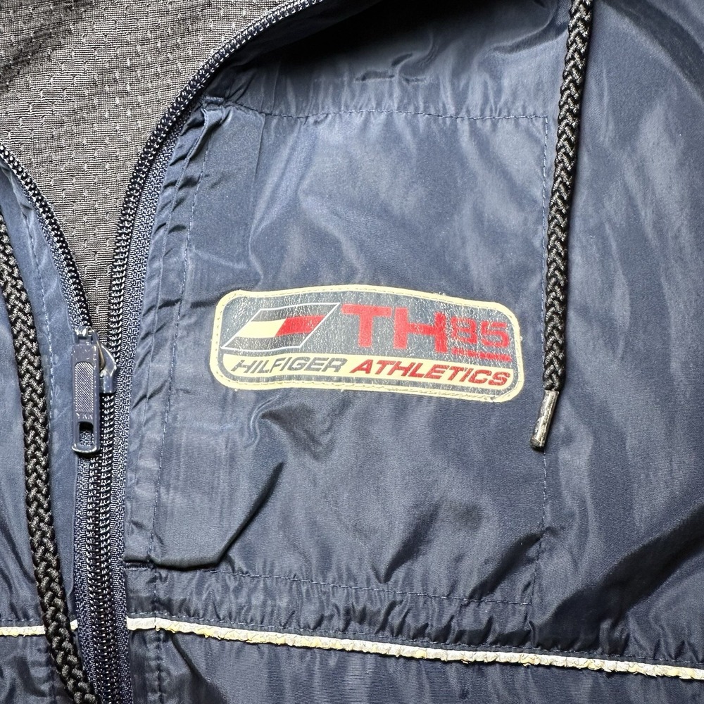 Vintage Tommy Hilfiger Windbreaker Mens Large Navy Blue Athleisure Running Y2K - Picture 8 of 11
